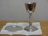 Wine chalice and bread patten for Eucharist