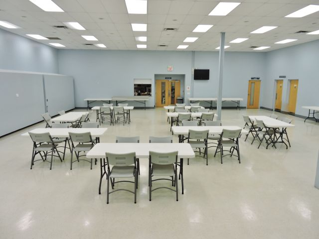 Parish hall with some tables and chairs